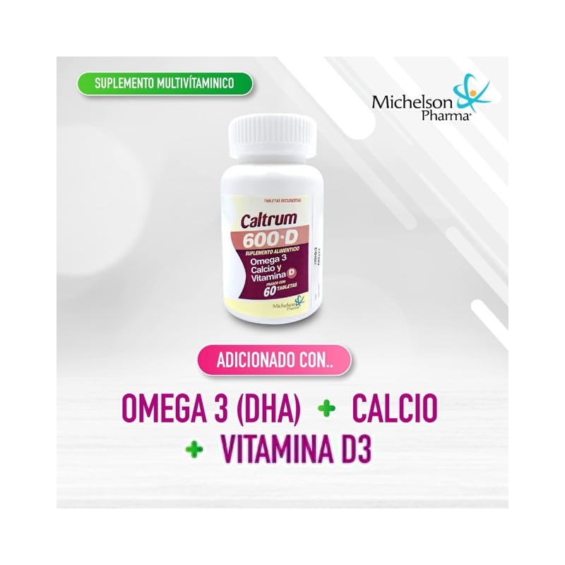 Caltrum 600 D, con omega 3, calcio y vitamina D.