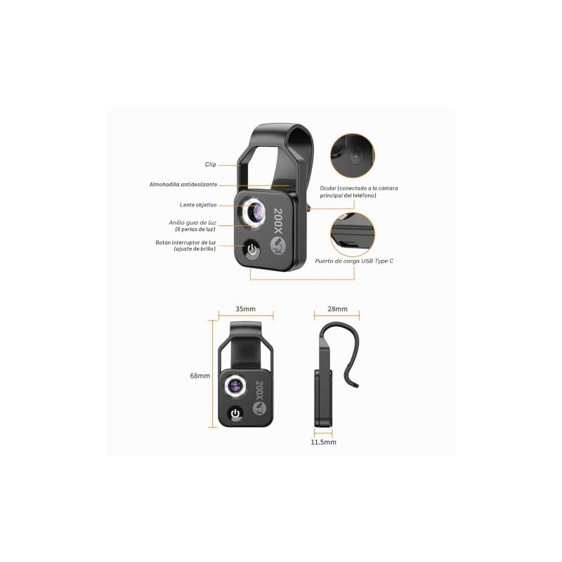 ASHATA Soporte de Adaptador Universal para Telfono Celular, Mini Microscopio