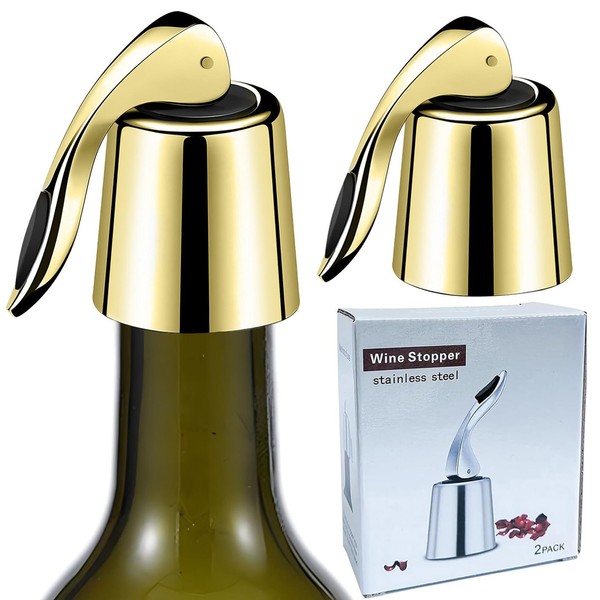 Pafusen Wine Stoppers Set of 2, Stainless Steel Wine Bottle