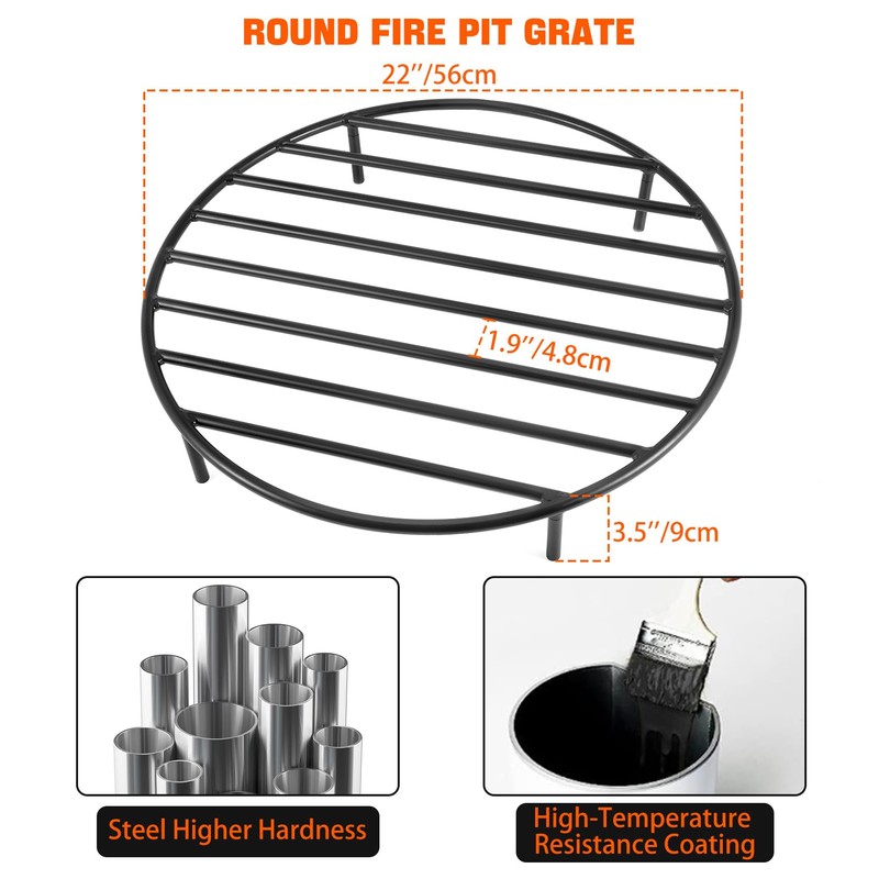 onlyfire Heavy Duty Round Fire Pit Grate 22 Inch -