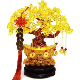 Feng Shui Yellow Quartz Crystal Tree, Bonsai Style Money Trees Decoration for Luck and Wealth (Yuan Bao) - Color: Dragon Pots