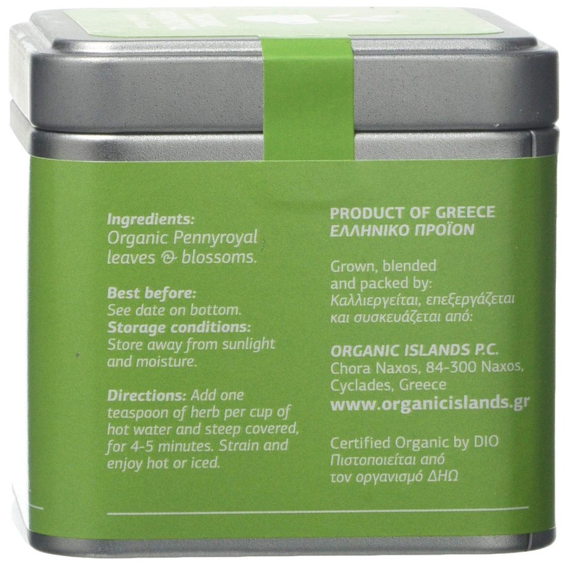 Organic Islands Herbs Greek Pennyroyal Single Cube Tin, 25 g