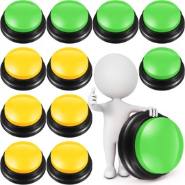 Yunsailing 12 Pack Game Show Buzzer Button Answer Buzzers Classroom Recordable Button for Classroom Team Family Game and Trivia Nights (Dark Yellow,Green)