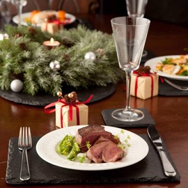 GHYTMTHOT 6 Pack 10 x 8 Inch Slate Cheese Board and Charcuterie Plates - Individual Stone Plates for Cheese, Meat, Appetizers