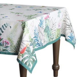 Maison d' Hermine Table Cloth 100% Cotton 140cm x 230cm Decorative Tablecover Washable Square Easter Tablecloths for Dining, Buffet Parties & Wedding Use, Tropiques - Spring/Summer