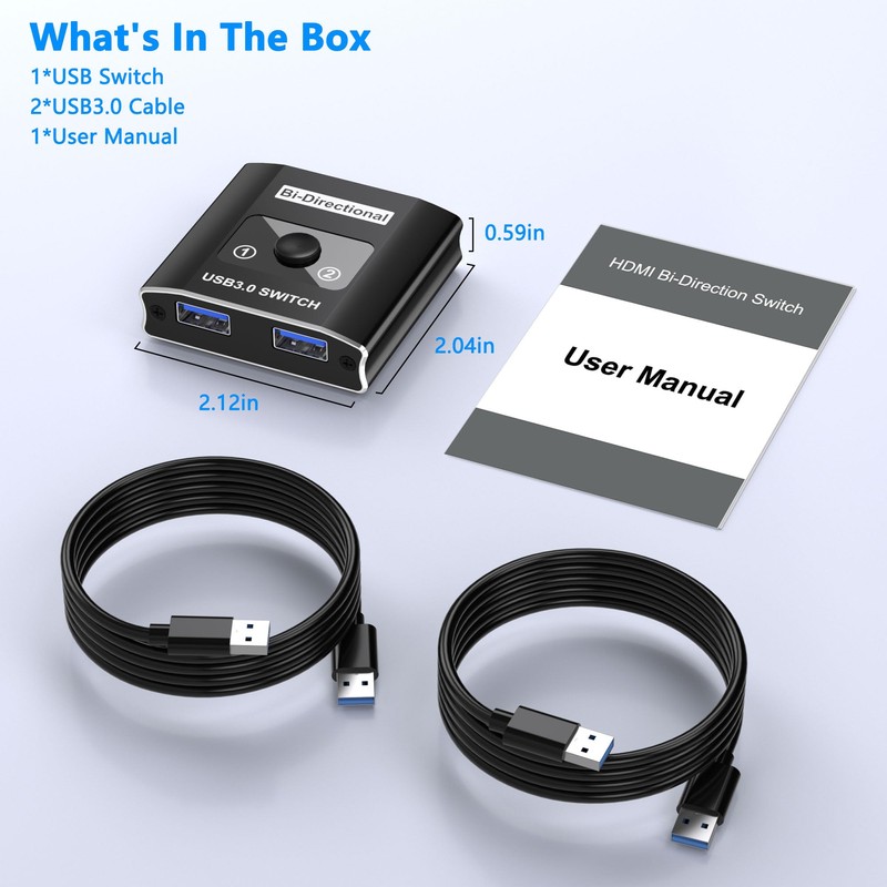 USB 3.0 Switch, Bi-Directional USB Switcher USB Splitter 1 in