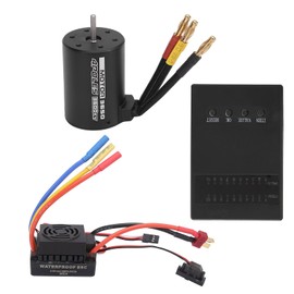 Reliable 3650 3600KV Brushless Motor 60A ESC Programmer Card Kit for 1/8 1/10 RC Car Waterproof/Black/Long Life for RC Car