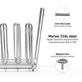 LIPAVI Sous Vide Rack - Model L15 - Adjustable, Collapsible, Ensures even warming - 316L Stainless Steel - Fits Lipavi C15 container