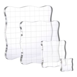 Whaline 4 Pieces Stamp Blocks with Grid and Grip, Acrylic Clear Stamping Blocks Set Essential Stamping Tools for Scrapbooking Crafts Making