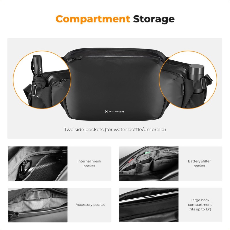 K&F Concept Camera Sling Bag,SLR/DSLR Camera bag with Tripod Holder,