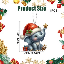 Elephant Christmas Ornament Cute Elephant Christmas Hanging Pendant Acrylic Christmas Tree Hanging Decorations Xmas Car Hanging Ornament Christmas Tree Decorations Set Funny Xmas Ornaments (Elephant)