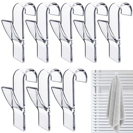Realure 8Pcs Round Radiator Hooks, Over Radiator Towel Rail Hooks, Towel Rail Radiator Hooks, Radiator Towel Rail Hanger Hooks, Radiator Hooks for Towels, All Standard Radiators, Movable, Transparent