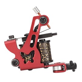 10 Wraps Coil Tattoo Machine Iron Frame Red Hollow Butterfly Pattern Liner Tattoo Machine for Novice