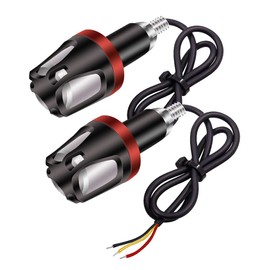 Aoling Motorcycle Turn Signal LED 12V Grip End Handlebar Turn Signal LED Custom Parts, Waterproof, Energy Saving, 30000 Hours, Yellow & Red 2 Color Luminous, Set of 2