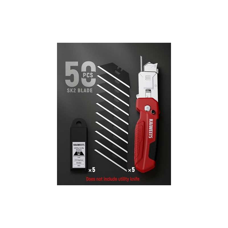 KAIWEETS Replacement Blades for KUF01 Utility Knife and Scraper, 50pcs