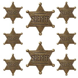 Vintage large Sheriff Badge Deputy Children's Sheriff Badge Brooch Western Toy Sheriff Badge Brooch Adult Boys Girls party costumes Play with decorative props in bulk (8PCS- Antique copper)