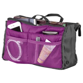 Xcase Bag Organiser: Handbag Organiser with 13 Compartments, 26 x 16 x 8 cm, Washable, Purple (Toiletry Bag, Bag Insert, Travel Bags)