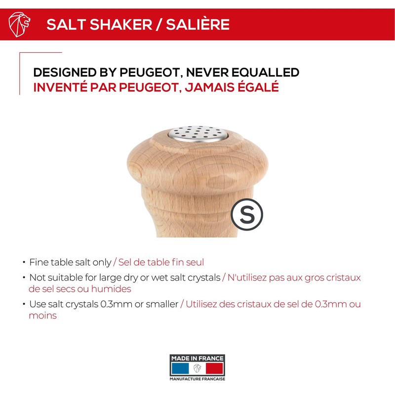 Peugeot - Bistro Salt Shaker - Beechwood, Natural, 9 cm