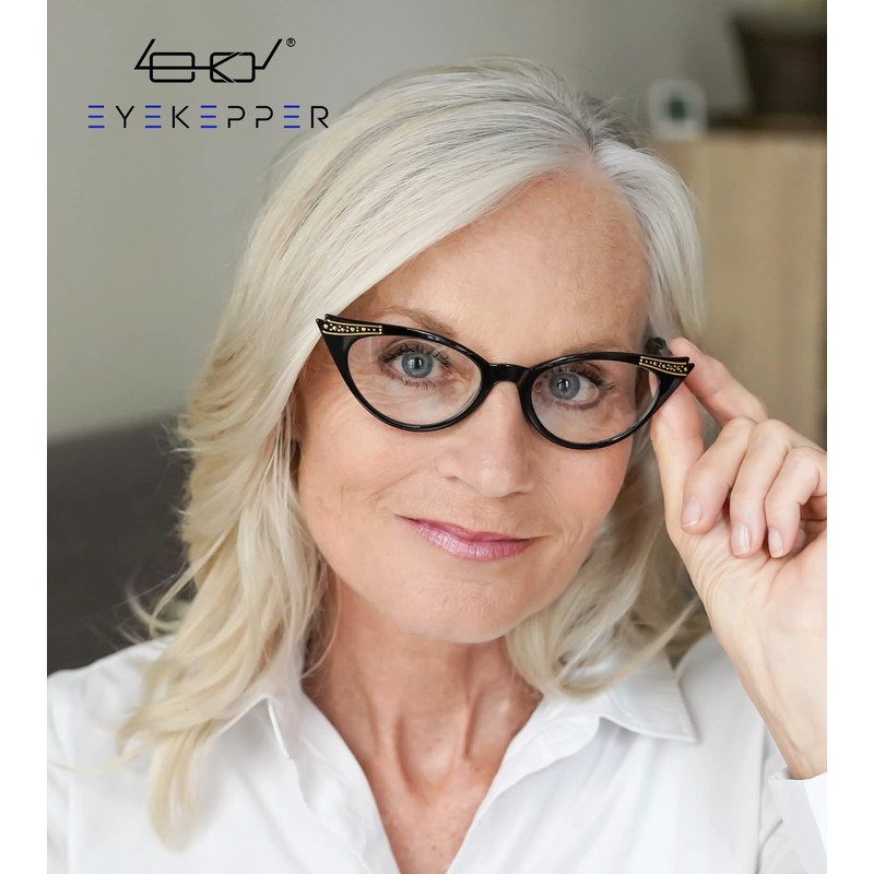 Eyekepper Cateyes Damen Lesebrille (Schwarz-Transparent, 1.75)