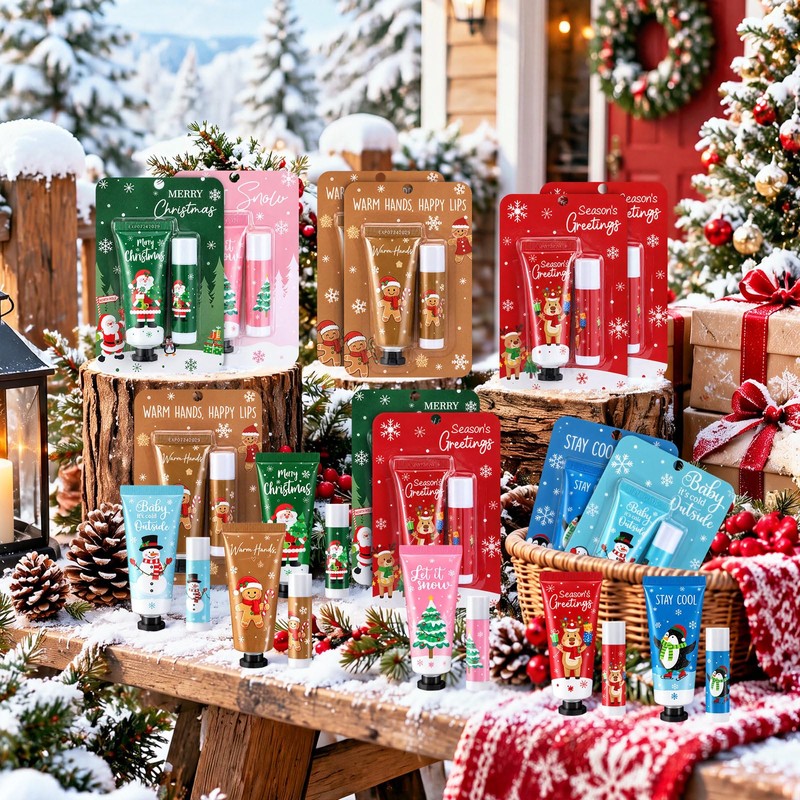48 Sets Colorful Christmas Gift Bulk Hand Cream and Lip