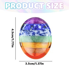 OHREN Chakra Steine Kristalle Edelsteine Heilsteine Natürlich Kristall Sorgensteine Handschmeichler Daumen Poliert Angst Stress Relief Meditation (Oval)