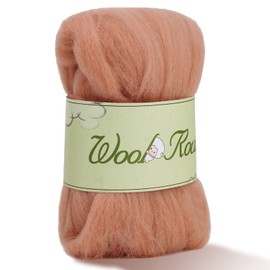 Wool Roving Yarn, 1.76oz Colored Natural Wool Roving,Wool Felting Supplies Pure Wool Chunky Yarn Wool for Needle Felting, Wet Felting, handcrafts and Spinning (Oak Brown)