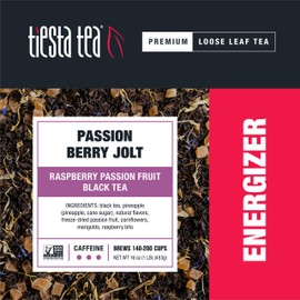 Tiesta Tea - Passion Berry Jolt, Loose Leaf Raspberry Passion Fruit Black Tea, High Caffeine, Hot & Iced Tea, 1 lb Bulk Bag - 200 Cups, Natural, Flavored, Black Tea Loose Leaf