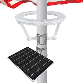 Flagpole Light Solar Powered, 32 Super-Bright LEDs Light Large High-efficient Solar Panel with Adjustable Metal Clamps Fits 2-6'' Flag Poles, for 15 to 25 Ft In-Ground Telescoping Flag Poles