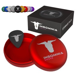 Insomnia Smoke Insomnia Smoke Pocket Storage Puck | Smell Odour Water Proof Air Tight | Aluminium Container Metal Stash Tin for Tobacco Travel Size (Red)