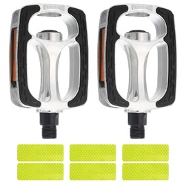 1 Pair City Trekking Bicycle Pedals, Classic Bicycle Platform Pedals, Non-Slip Pedals with Reflectors, Anti-Dust Pedals Bicycle with Reflective Stickers, Aluminum Alloy Bicycle Pedals for BMX MTB Bike