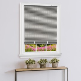 Cordless Veranda Vinyl Roll-Up Blind - 72 Inch Length, 72 Inch Width, Quarter Inch Vinyl Slats - Charcoal/Silver - Soft Light Filtering Horizontal Windows Blinds for Indoors by Achim Home Decor