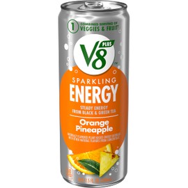 V8 +SPARKLING ENERGY Orange Pineapple Energy Drink, Made with Real Vegetable and Fruit Juices, 11.5 Ounce Can