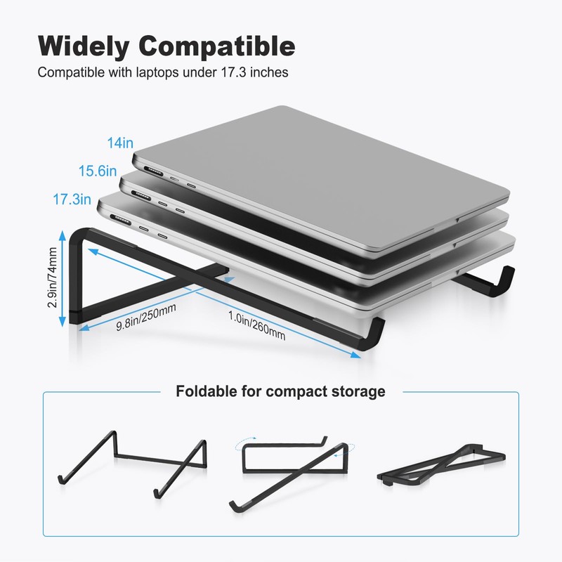 TENOC Foldable Laptop Stand for Desk, Universal Laptop Riser Ventilated