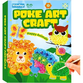 Yrinfay Poke Arts and Crafts kit for Kids, DIY 8 Animals Like Lion, Owl, Peafowl, Ladybug, Mess Free Sewing Art Toys for Girl 6-8 8-12, Gifts for Boys & Girls Ages 6 7 8 9 10 11 12 Years Old