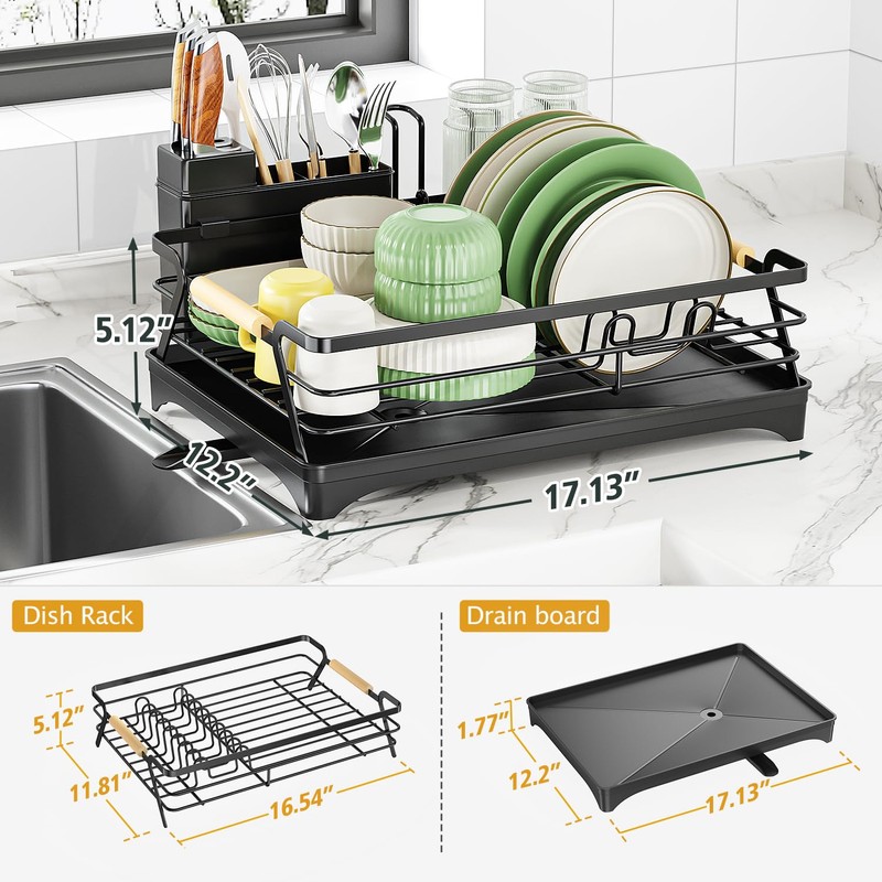 Epicano Dish Drying Rack for Kitchen Counter,Space-Saving Dish Rack,Rustproof Dish