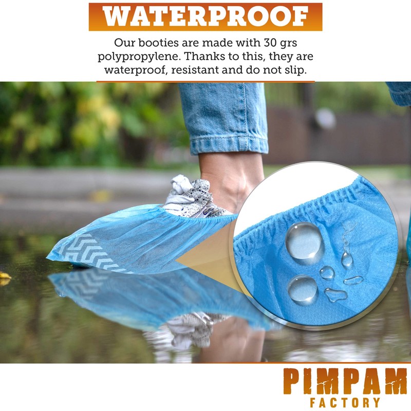 PimPam Factory - (Pack of 100) Non-Slip Plastic Shoe Covers