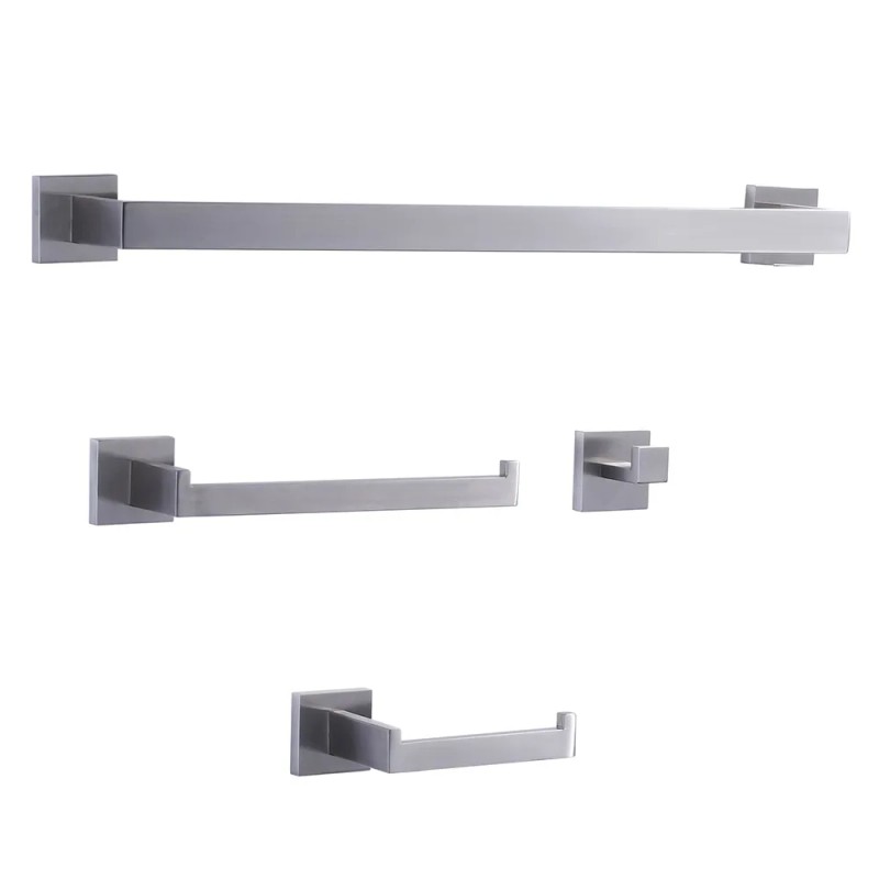 Brushed Nickel Bath Towel Rack,Hand Towel Holder,Hook,Toilet Paper Rack(4 Piece),SUS