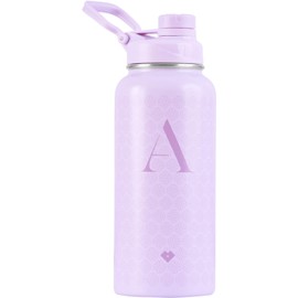 LuckyLy Termos para Agua Iniciales, Botella de 1 Litro, Regalos para Mujer