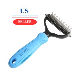 Zloye Dual Sided Pet Grooming Brush Cat Dog Undercoat Rake Comb Dematting Deshed