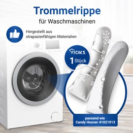 VIOKS 1 x Drum Rib 177 x 57 x 43 mm Replacement for Hoover Candy 41021913 Stirring Rod – Laundry Carrier Ribbed Grey for Drum in Washing Machine Washer Dryer