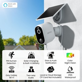 INFIYA 2K Outdoor Camera Wireless-Solar Camera Outdoor Wireless for Home Surveillance with AI Human Detection&Push Notifications, Color Night Vision, Easy Setup, 2.4GHz Wi-Fi, Works with Alexa, Z1 1P