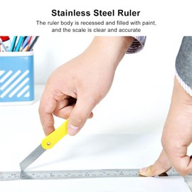 Oumefar Regla de 30 Cm, Regla de Metal de Acero Inoxidable Herramienta de Medici?n Precisa con Escala Doble para Dibujar y Crear Marcas F?ciles de Leer, Liviana y Port?til