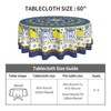 Blue Lemon Tablecloth Round 60 Inch Boho Floral Fabric Table