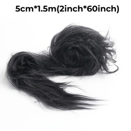 Shaggy Plush Faux Fur Fabric Precut Strips Black Fur Fluffy Fuzzy Craft Fur for Christmas Decoration DIY Craft Gnomes Beard Hair Dwarf Cosplay Costume (Black, 2x60 inch)