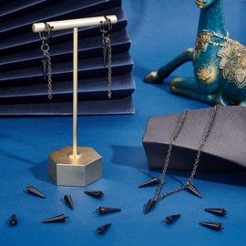 UNICRAFTALE 24pcs Electrophoresis Black Spike Beads Pendants Cone Pendants Hiphop Punk Earrings Charm Stainless Steel Shape Charm with Loop for Earrings Crafts Making Supplies Accessories