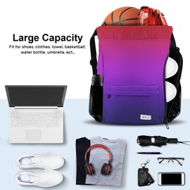 Risefit - Mochila con cordón con bolsillos de malla, bolsa de gimnasio, resistente a la arena, mochila de playa para hombres y mujeres (morado degradado), Multi