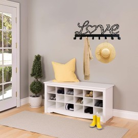 YXE Metal Key Holder Wall Mount, 8 Hooks, Key Organizer Rack for Kitchen, Entryway, Hallway, Bedroom, Doorway, Black (A1)