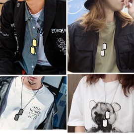 Military Necklace Army Necklaces Military Chain Mens Stainless Steel Necklaces Dog Tags for Him