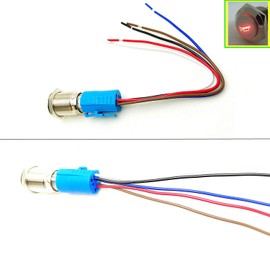 Viping Push Button Switch Car Horn Button Switch momentary Switch Connector 12V DIY Switch 16mm Red LED On/Off Reset Switch Button Metal Speaker Horn Switch Power Metal Toggle Switch Car Boat Moto