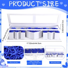 Thiccywoov Mother's Day Flower Box with 30 Scented Flowers Mom Letter Shaped Fillable Mom Floral Gift Packaging for Arrangement for Mother's Day, Birthday Gift(White Box, Blue Flower)